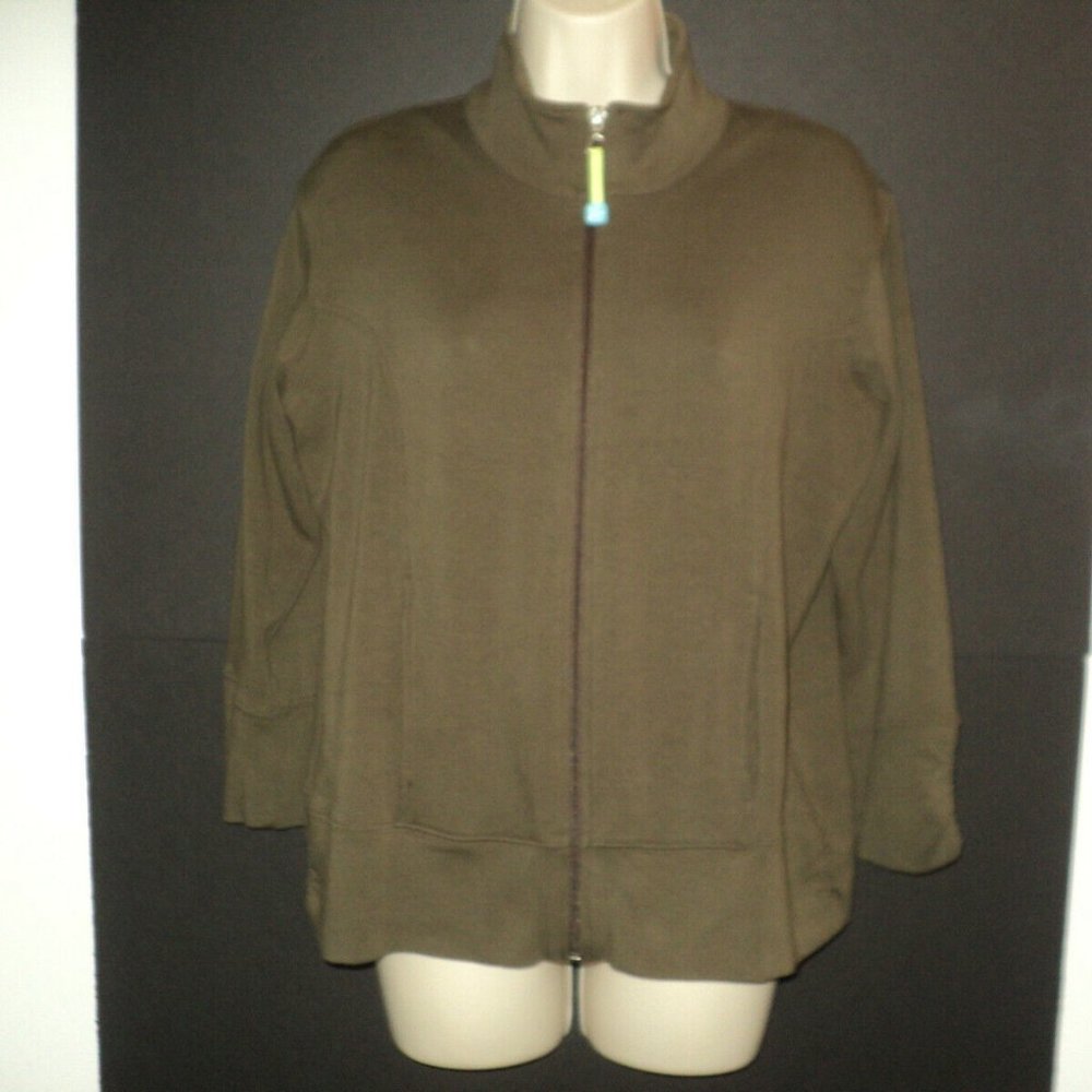 Fresh Produce Sz L Track Jacket Brown-Olive Zipped